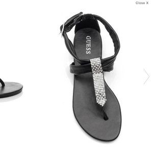 Guess Black Shimmer Bling Sandals‎ GELLAR FLIP FLOP